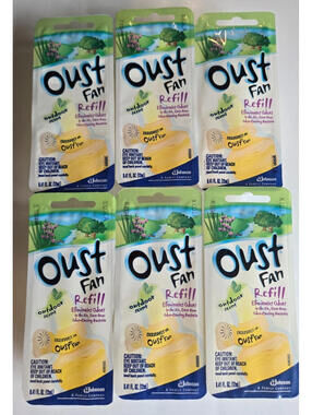 Lot of 6 Discontinued Oust Fan Scented Oil Refills Outdoor Scent .41 Oz NEW